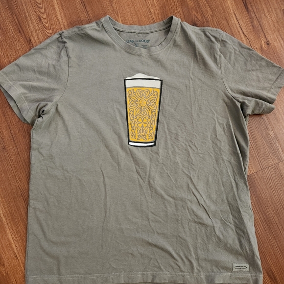 Life Is Good Other - Life is Good Crusher T Shirt, Olive Green with Pint of Beer design XL